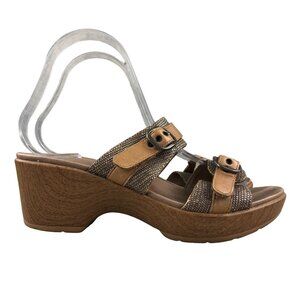 Dansko Women's Size 37 (6.5-7) Jessie Sand Lizard Brown Leather Chunky Sandals
